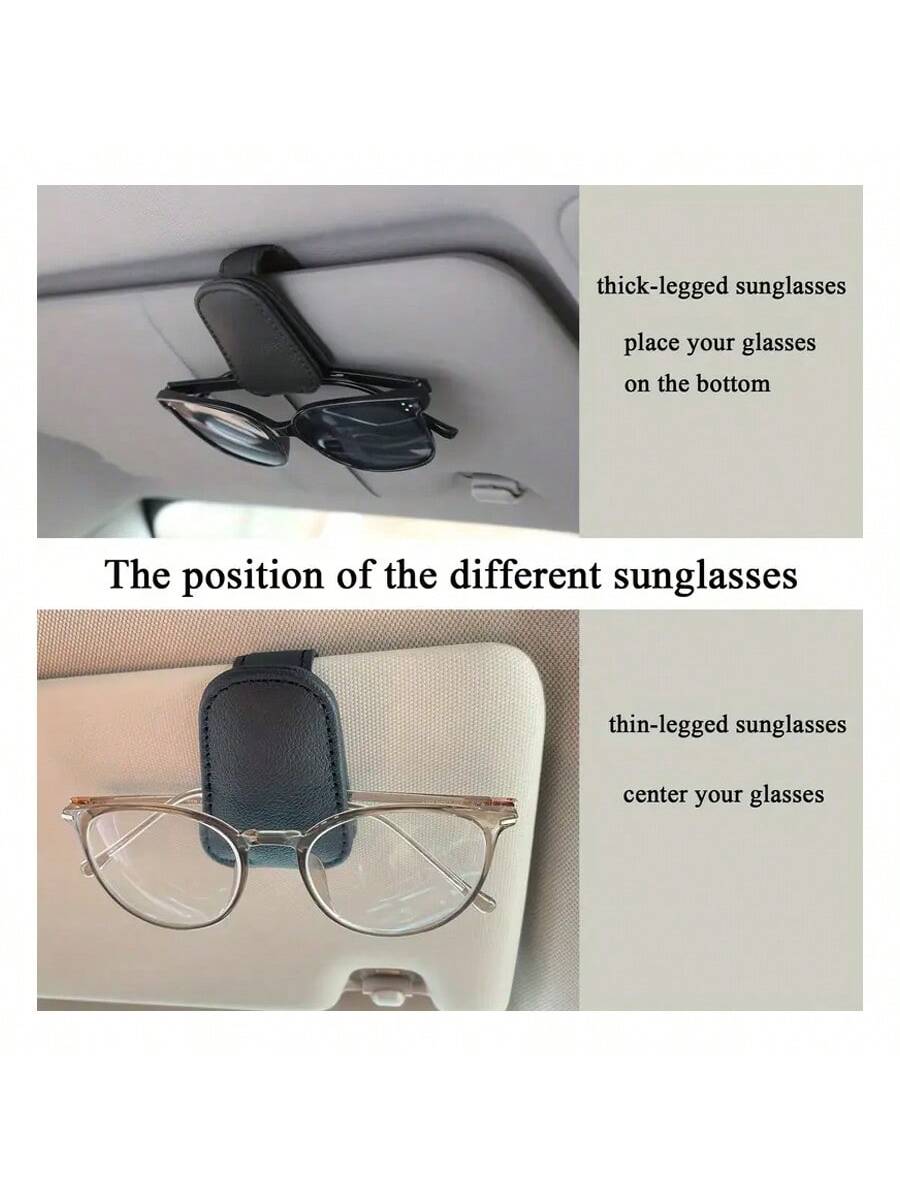XENCN Glasses Holders For Car, Magnetic Genuine PU Leather Glasses Clip For Car Visor, Glasses Hanger Clip, Car Interior Visor Accessories