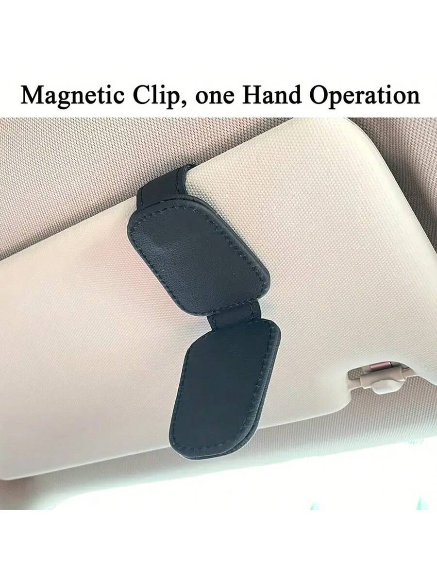 XENCN Glasses Holders For Car, Magnetic Genuine PU Leather Glasses Clip For Car Visor, Glasses Hanger Clip, Car Interior Visor Accessories