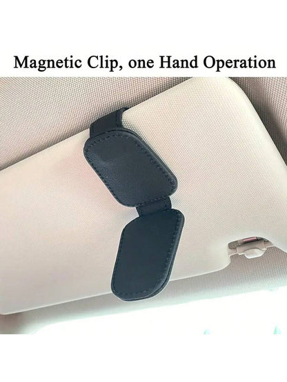 XENCN Glasses Holders For Car, Magnetic Genuine PU Leather Glasses Clip For Car Visor, Glasses Hanger Clip, Car Interior Visor Accessories