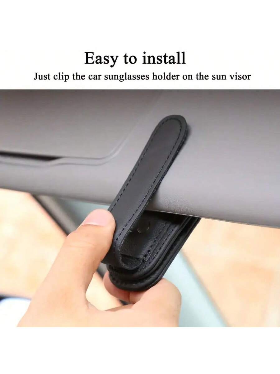 XENCN Glasses Holders For Car, Magnetic Genuine PU Leather Glasses Clip For Car Visor, Glasses Hanger Clip, Car Interior Visor Accessories
