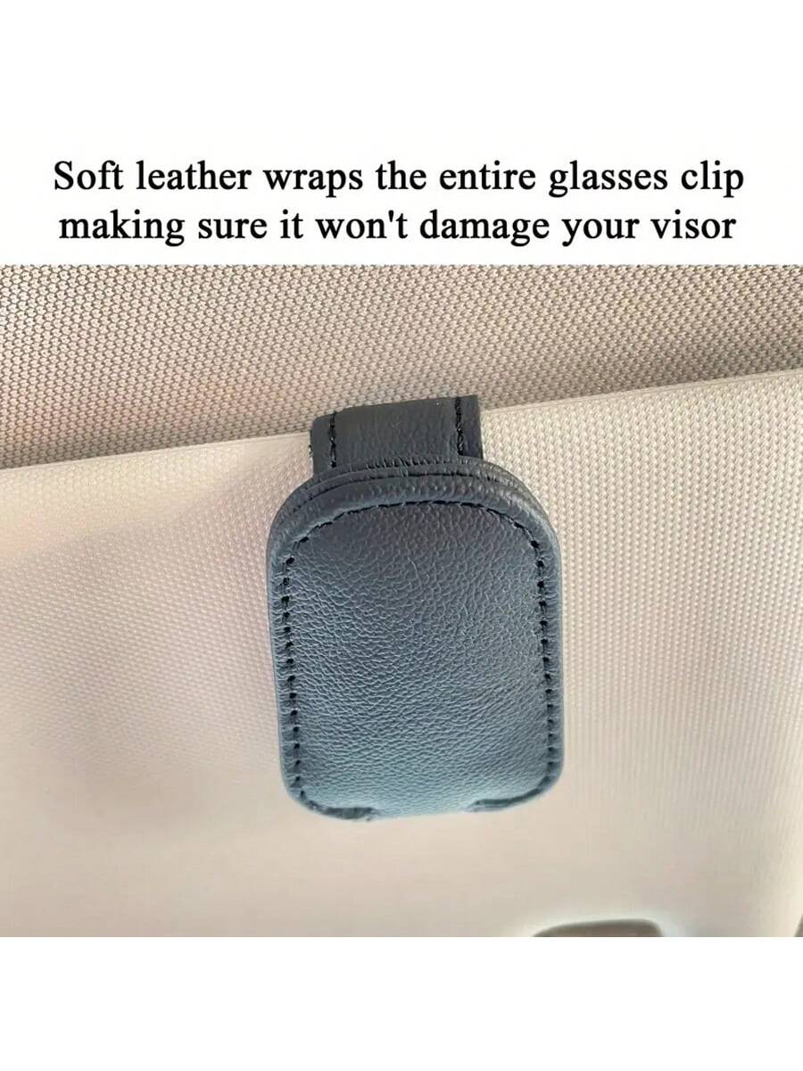 XENCN Glasses Holders For Car, Magnetic Genuine PU Leather Glasses Clip For Car Visor, Glasses Hanger Clip, Car Interior Visor Accessories