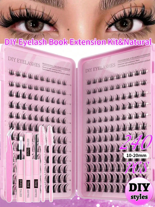 XISHIYO 240pcs/24 Rows Cartoon Eyelashes Set, Includes Various Styles Such As Cartoon Eyelash Clusters, Anime Eyelash Clusters, Eyelash Extension Clusters, Natural Style Eyelashes, Fairy Style Eyelash