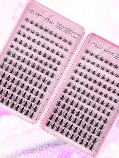 XISHIYO 240pcs/24 Rows Cartoon Eyelashes Set, Includes Various Styles Such As Cartoon Eyelash Clusters, Anime Eyelash Clusters, Eyelash Extension Clusters, Natural Style Eyelashes, Fairy Style Eyelash
