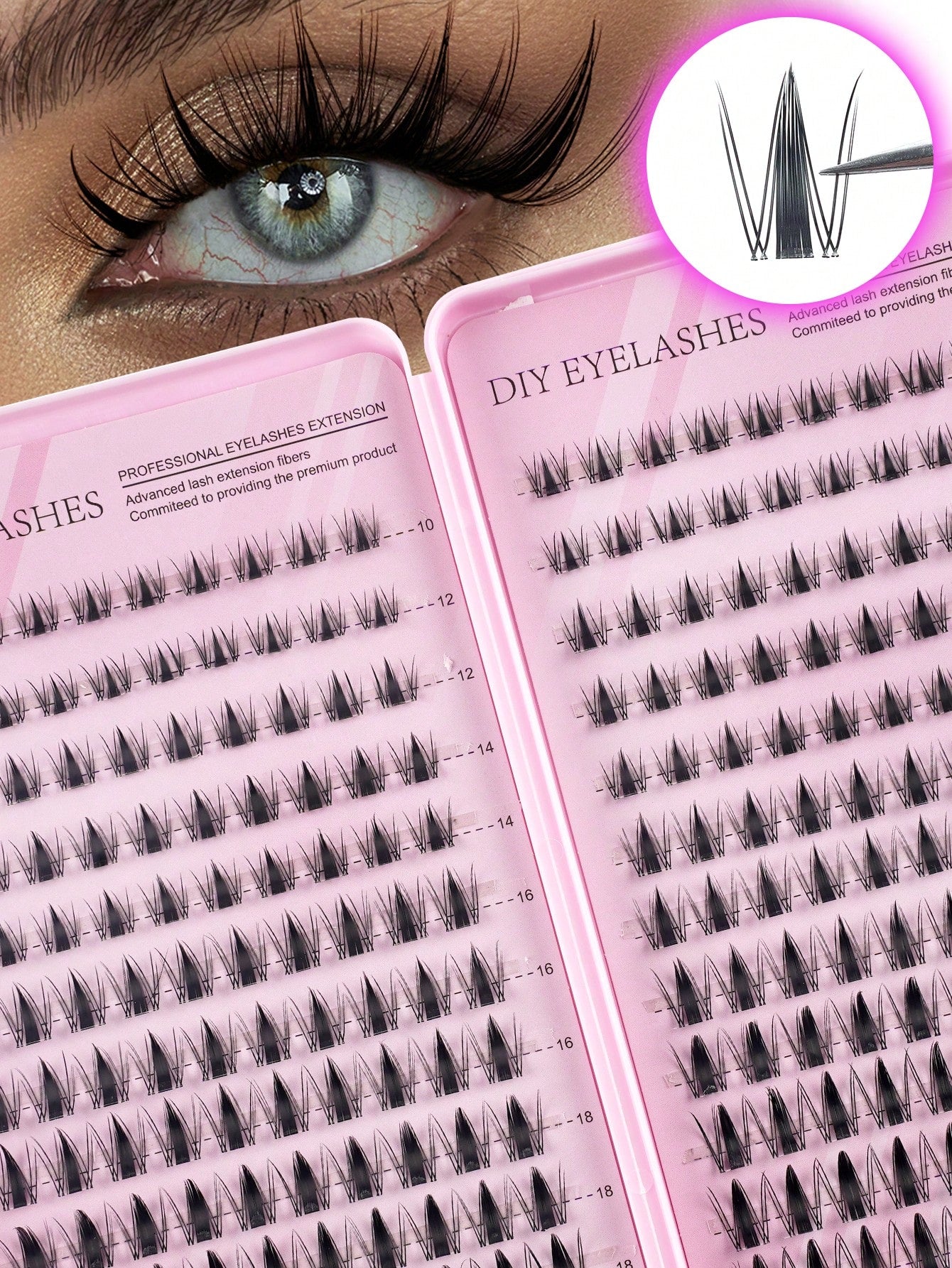 XISHIYO 240pcs/24 Rows Cartoon Eyelashes Set, Includes Various Styles Such As Cartoon Eyelash Clusters, Anime Eyelash Clusters, Eyelash Extension Clusters, Natural Style Eyelashes, Fairy Style Eyelash