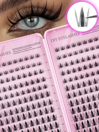 XISHIYO 240pcs/24 Rows Cartoon Eyelashes Set, Includes Various Styles Such As Cartoon Eyelash Clusters, Anime Eyelash Clusters, Eyelash Extension Clusters, Natural Style Eyelashes, Fairy Style Eyelash