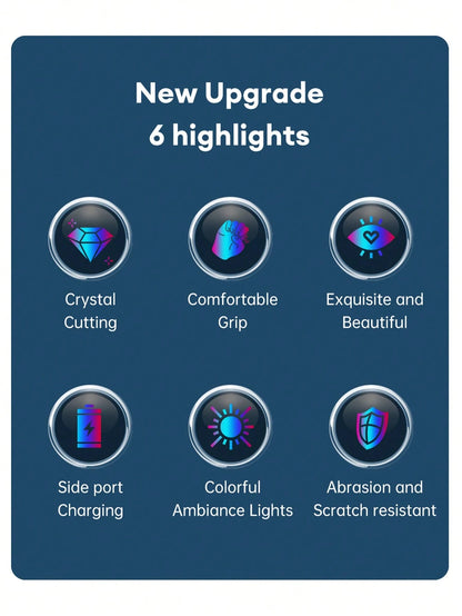 XUDA 2026 New Crystal Gear Shift Knob, Crystal Seven-Color LED Light Gear Shift Handle, Side Lighting, Plug And Play, Comfortable Grip, Wear-Resistant And Scratch-Resistant, Suitable For Cars