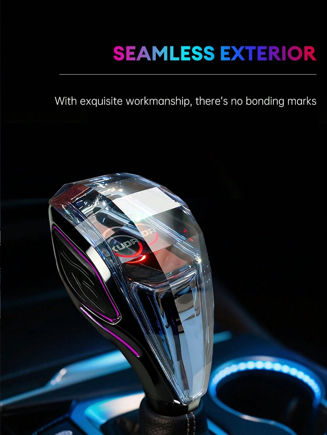 XUDA 2026 New Crystal Gear Shift Knob, Crystal Seven-Color LED Light Gear Shift Handle, Side Lighting, Plug And Play, Comfortable Grip, Wear-Resistant And Scratch-Resistant, Suitable For Cars