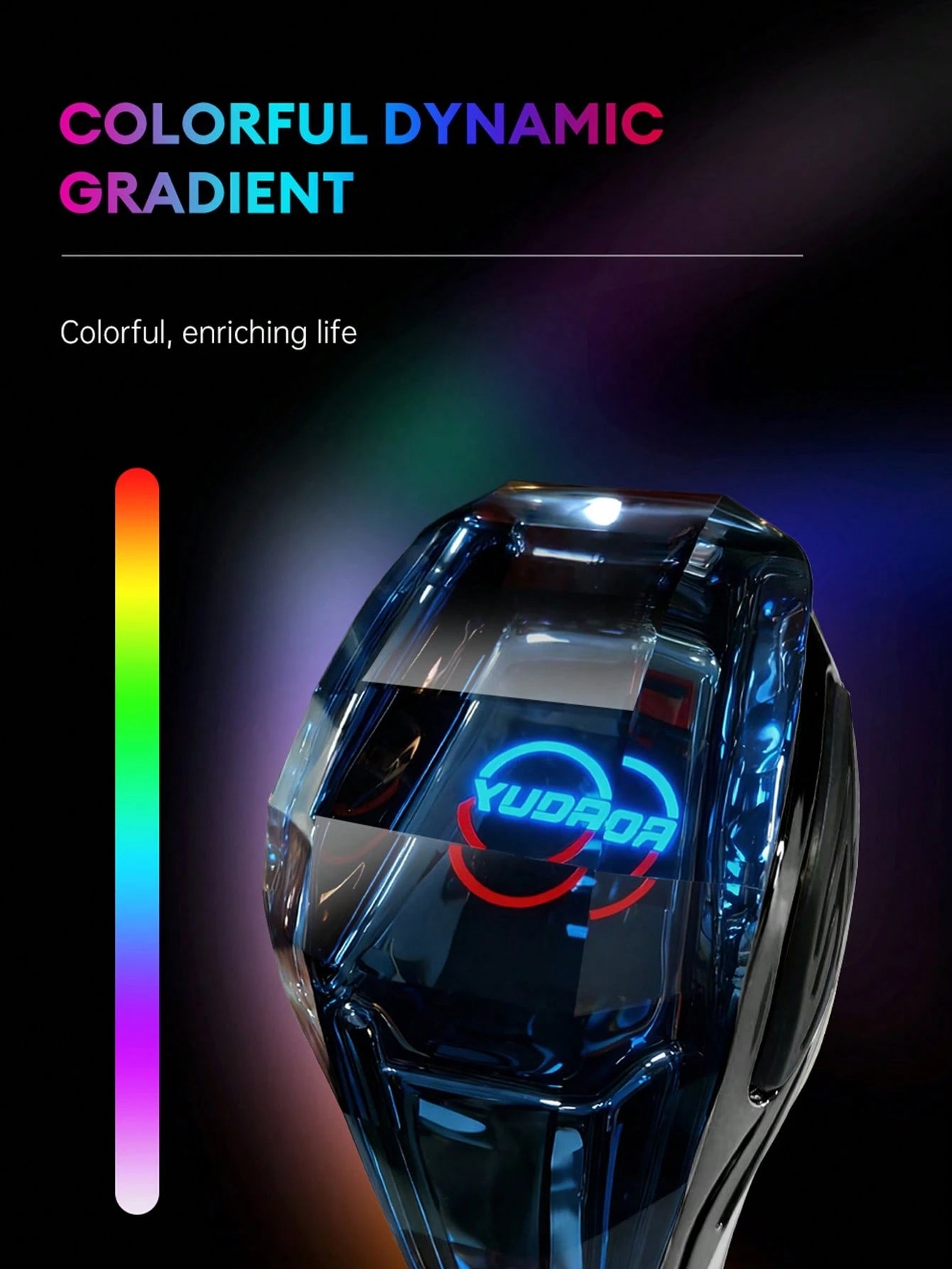 XUDA 2026 New Crystal Gear Shift Knob, Crystal Seven-Color LED Light Gear Shift Handle, Side Lighting, Plug And Play, Comfortable Grip, Wear-Resistant And Scratch-Resistant, Suitable For Cars