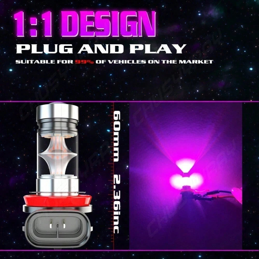 XWQHJW For Venza 2009 2010-2016 H11//H9 LED Fog Light Bulbs Kit Pink Purple