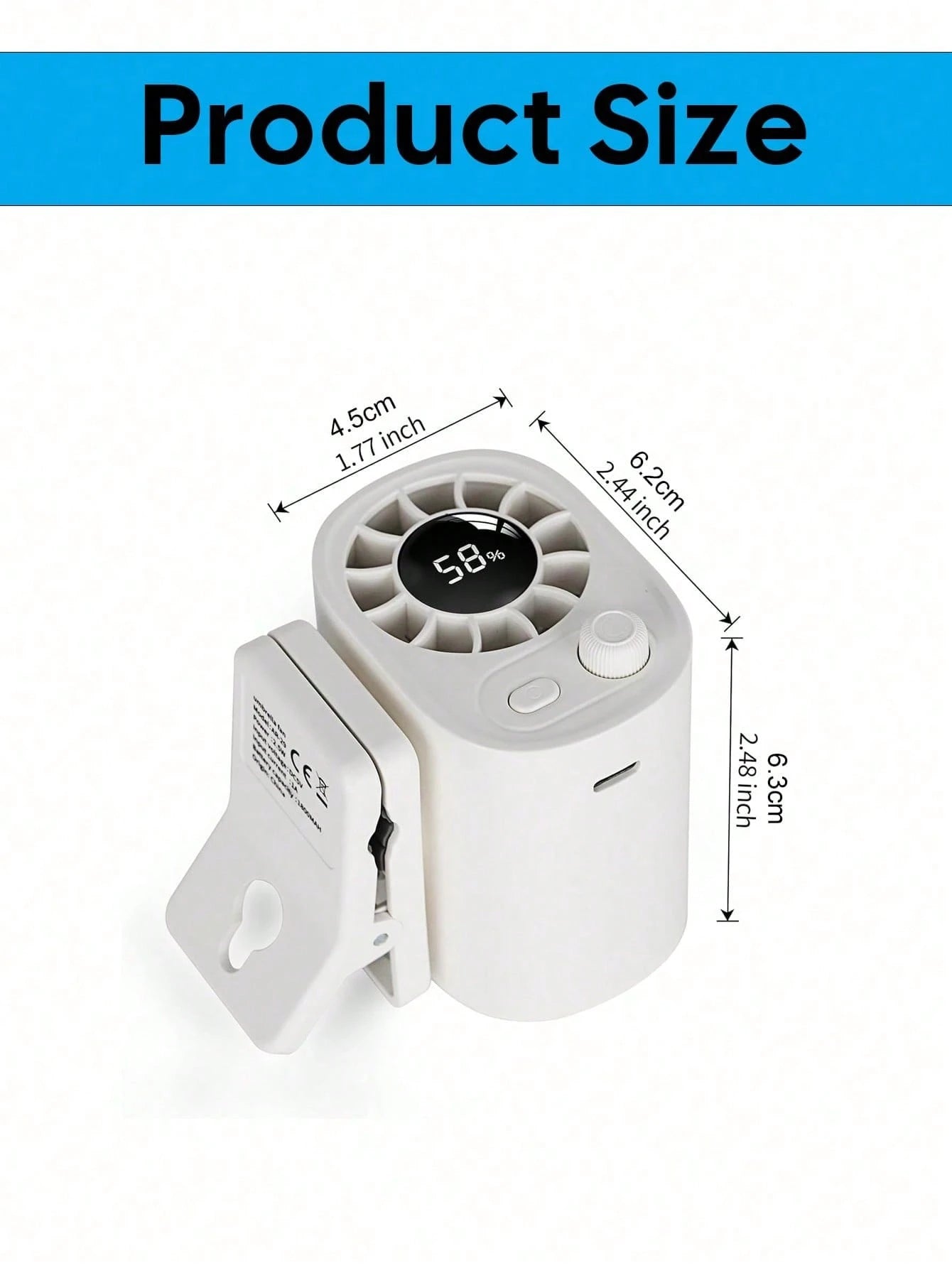 YAIUZGOO Clip-On Car Fan With LED Display, 100-Speed Adjustable, Rechargeable, Multi-Functional Personal Fan, Suitable For Office, Car, Parasol, Travel And More