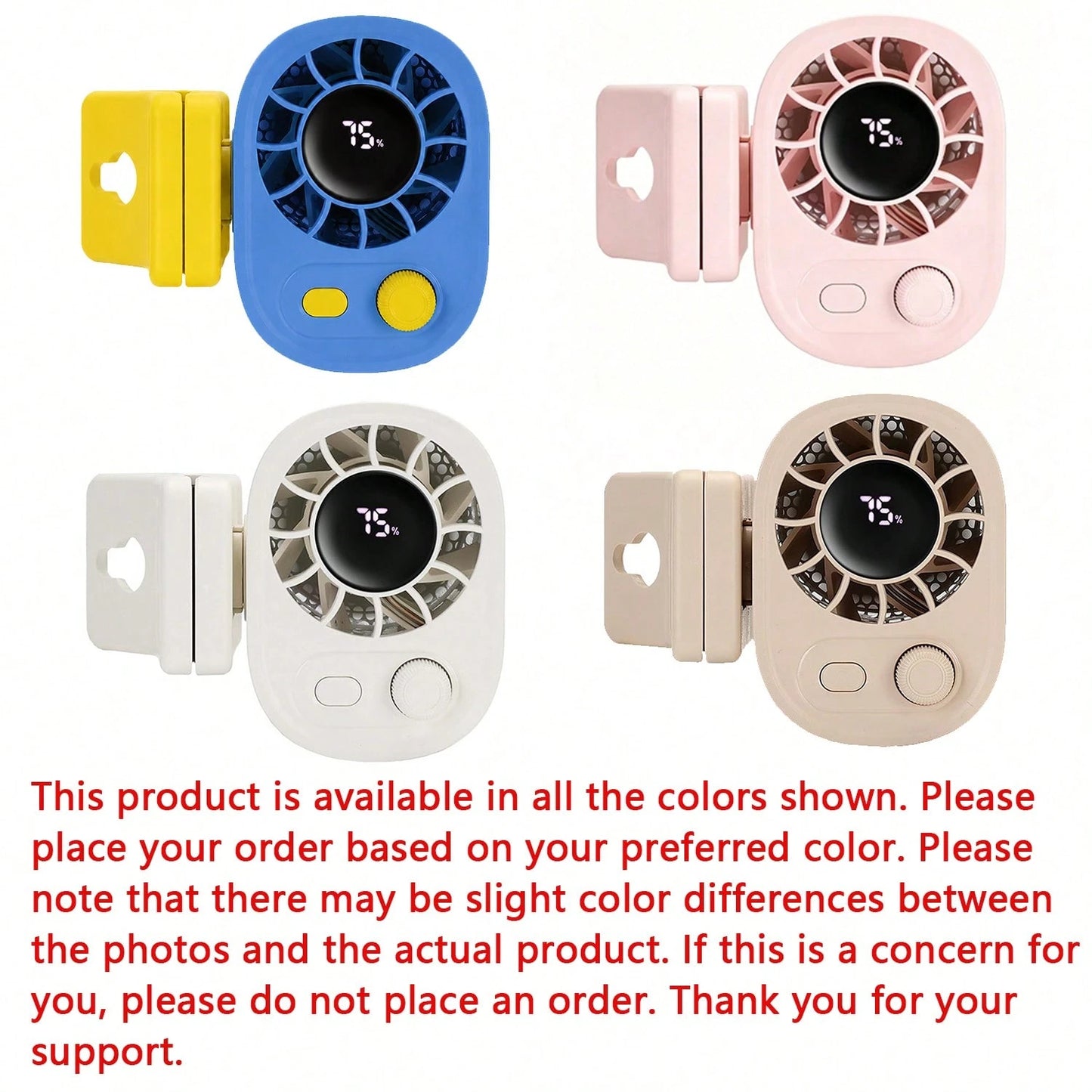 YAIUZGOO Clip-On Car Fan With LED Display, 100-Speed Adjustable, Rechargeable, Multi-Functional Personal Fan, Suitable For Office, Car, Parasol, Travel And More