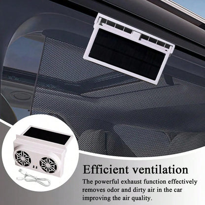 YAIUZGOO Solar Powered Car Exhaust Fan, Car Ventilation Cooling Fan, Portable Compact Solar Car Window Windshield Ventilation System, Heat Dissipation Cooling Fan, Summer Odor Removal Ventilation Air
