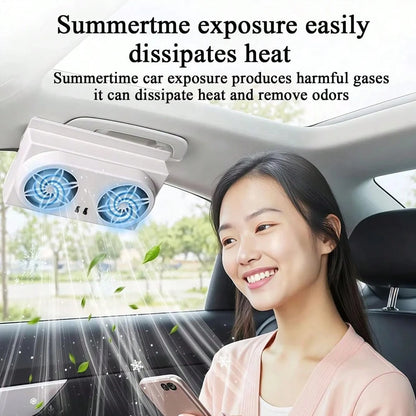 YAIUZGOO Solar Powered Car Exhaust Fan, Car Ventilation Cooling Fan, Portable Compact Solar Car Window Windshield Ventilation System, Heat Dissipation Cooling Fan, Summer Odor Removal Ventilation Air