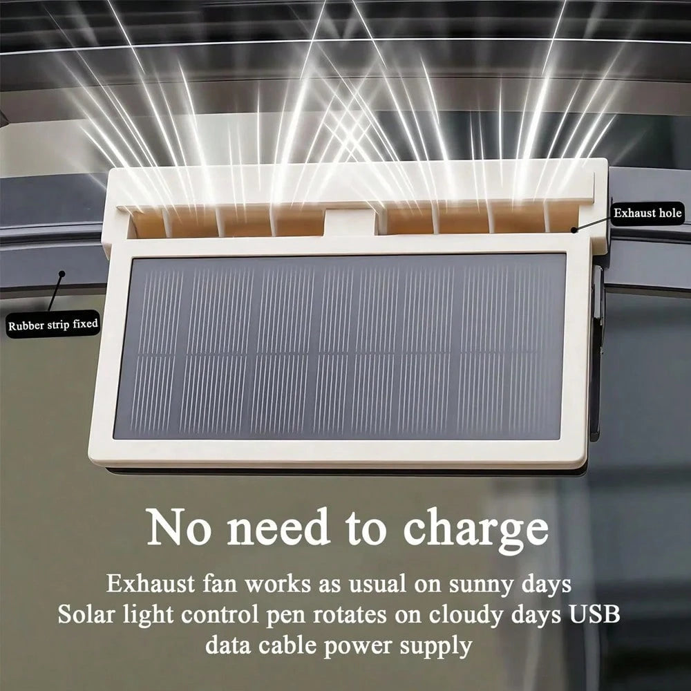 YAIUZGOO Solar Powered Car Exhaust Fan, Car Ventilation Cooling Fan, Portable Compact Solar Car Window Windshield Ventilation System, Heat Dissipation Cooling Fan, Summer Odor Removal Ventilation Air
