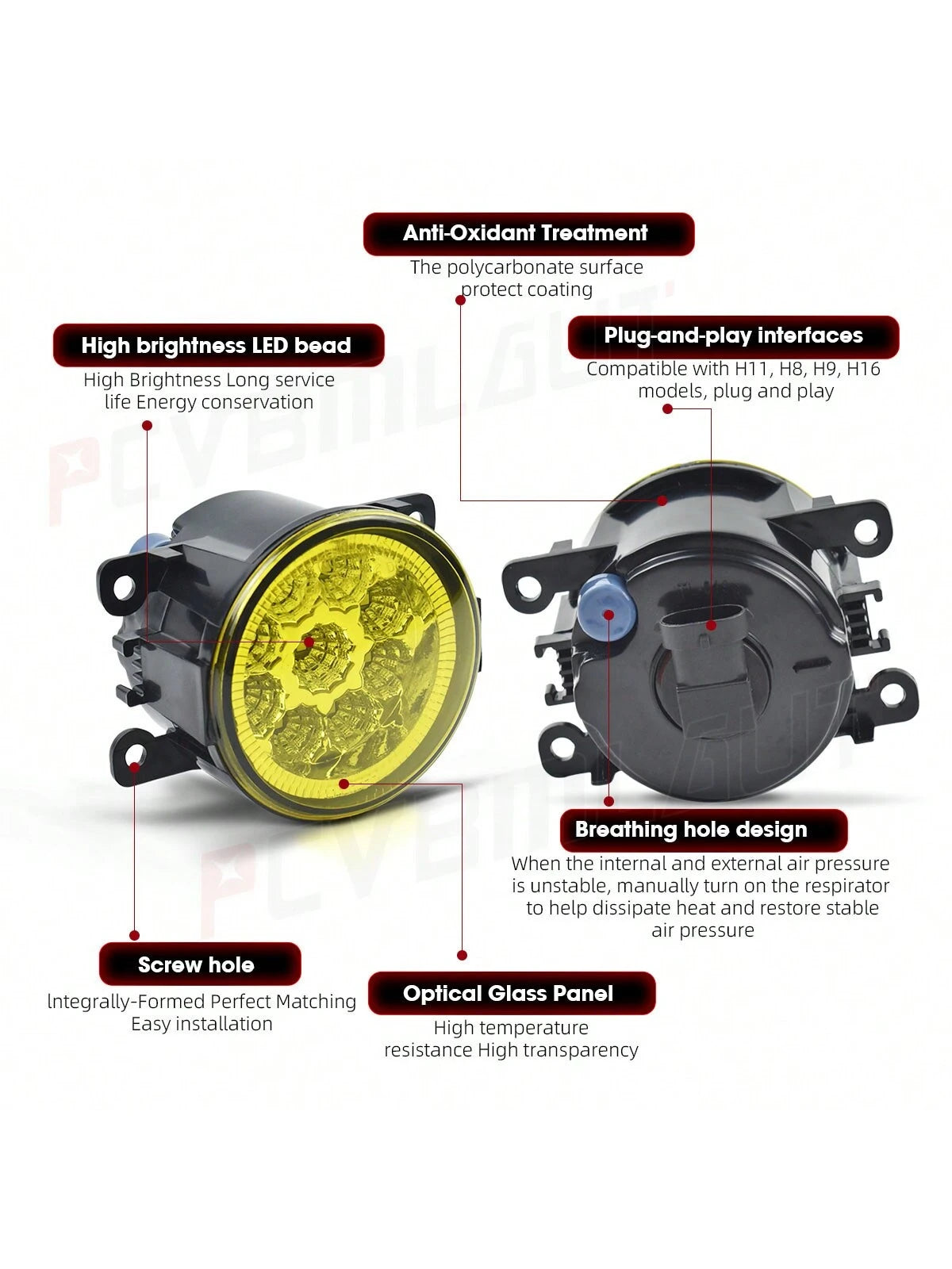 Yellow LED Fog Light Driving Lamps For For Toyota Camry Corolla RAV4 Yaris Lexus