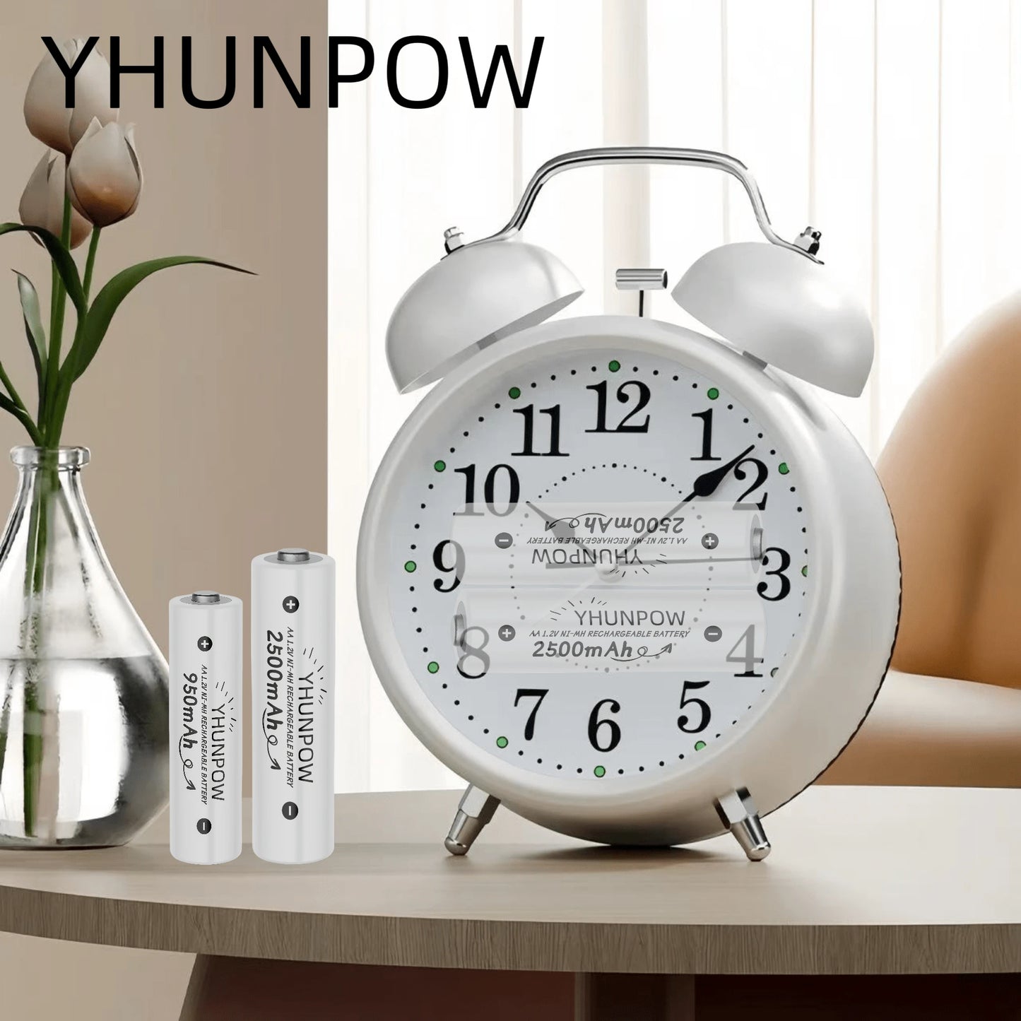 YHUNPOW- Rechargeable Ni-MH Batteries, 1.2V, AA 2500mAh/AAA 950mAh Options, Suitable For Remote Controls, Toy Cars, Game Controllers, And More