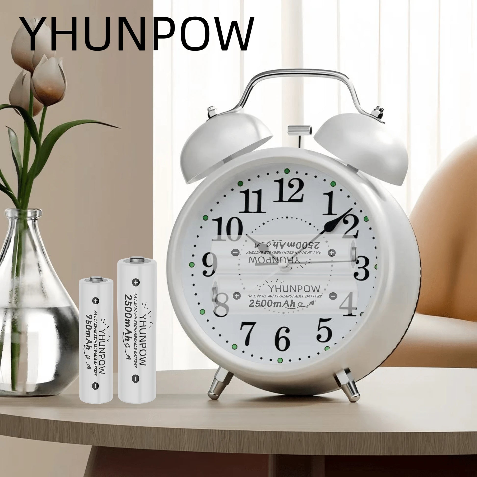 YHUNPOW- Rechargeable Ni-MH Batteries, 1.2V, AA 2500mAh/AAA 950mAh Options, Suitable For Remote Controls, Toy Cars, Game Controllers, And More