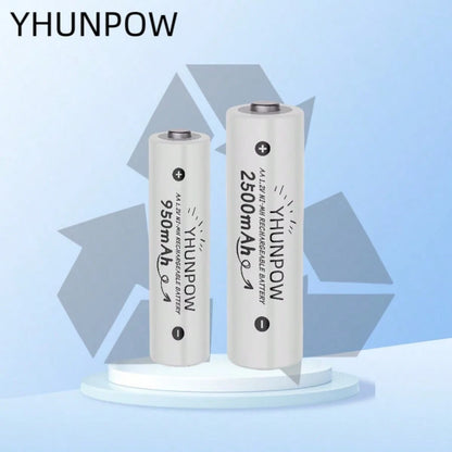 YHUNPOW- Rechargeable Ni-MH Batteries, 1.2V, AA 2500mAh/AAA 950mAh Options, Suitable For Remote Controls, Toy Cars, Game Controllers, And More