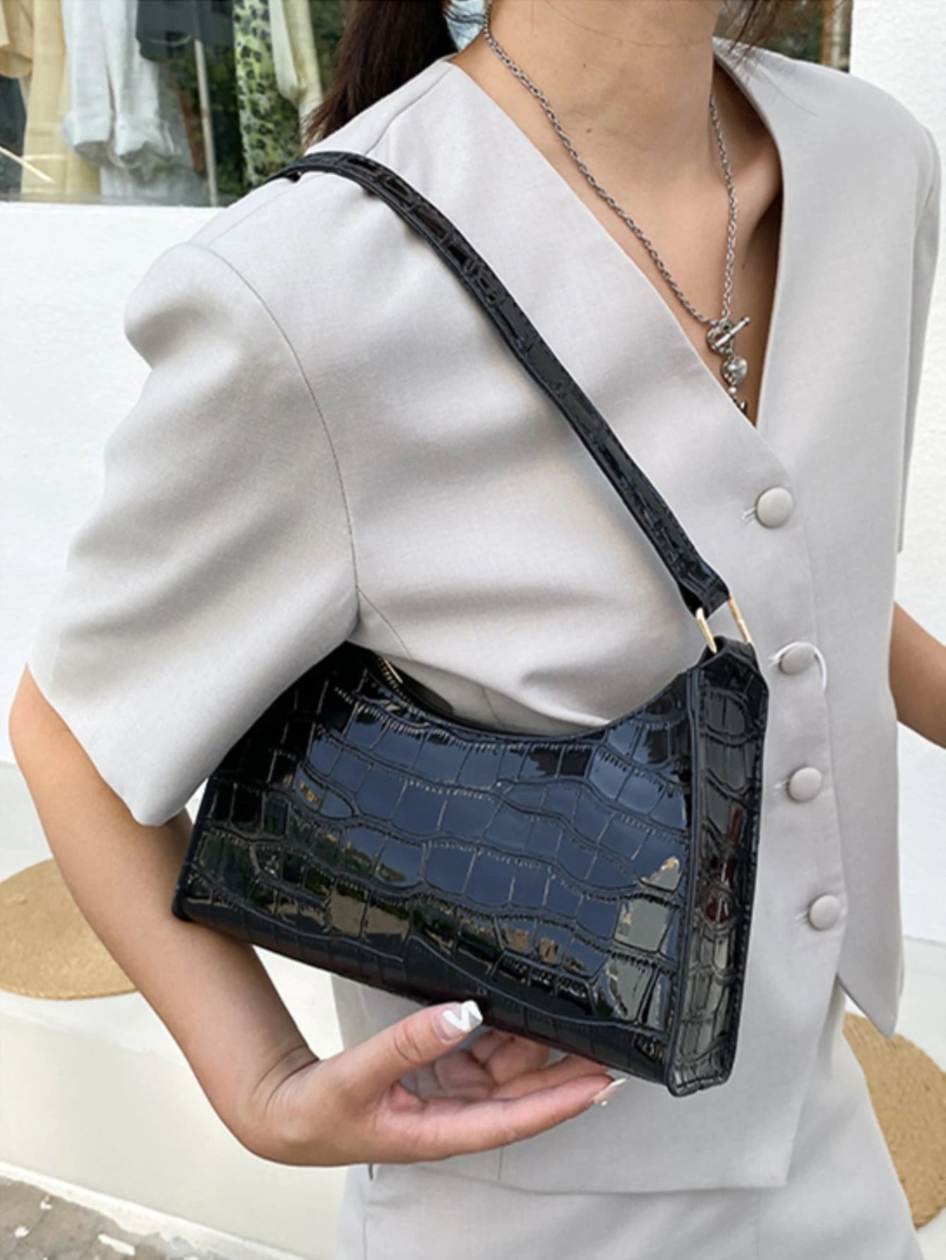 Yogodlns Summer New Shoulder Bags For Women High Quality Zebra Underarm Handbags PU Leather Leopard Armpit Purse Bag French Underarm Tote Bags For Women's Brown Leopard Handbag Clutch Bags Female Vint