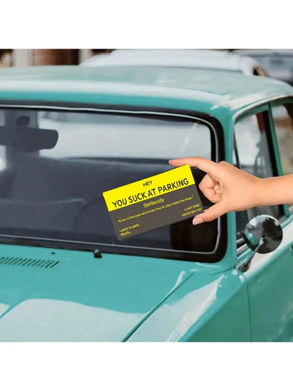 You Suck At Parking Funny Offensive Non Sticky Bad Parking Business Cards Behind Wiper For Learn To Park