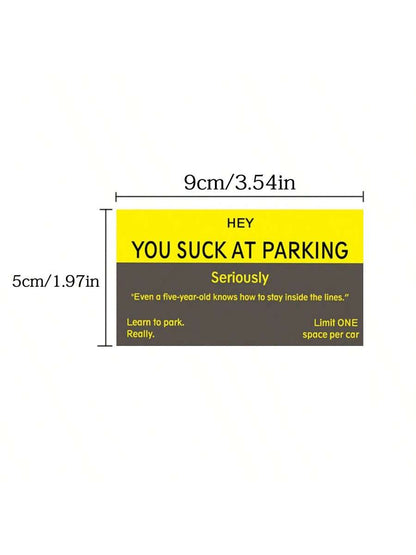 You Suck At Parking Funny Offensive Non Sticky Bad Parking Business Cards Behind Wiper For Learn To Park