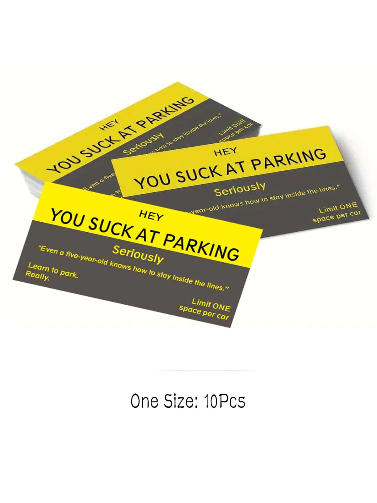 You Suck At Parking Funny Offensive Non Sticky Bad Parking Business Cards Behind Wiper For Learn To Park