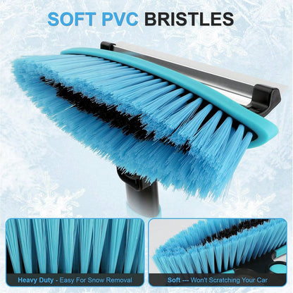 Yougfin 3 In 1 Snow Brush With Ice Scraper For Car Windshield Extendable, SUV Snow Removal With Squeegee Heavy Duty, 180° Rotating Head Car Window