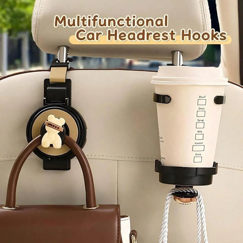 yucen Car Seat Back Cartoon Cute Hook Multi-Function Cup Holder Rear Seat Storage Organizer Decoration For Women