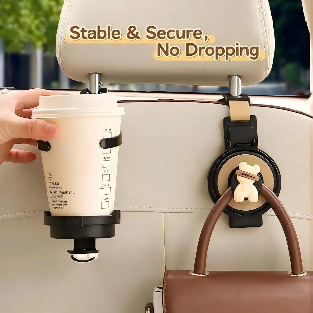 yucen Car Seat Back Cartoon Cute Hook Multi-Function Cup Holder Rear Seat Storage Organizer Decoration For Women