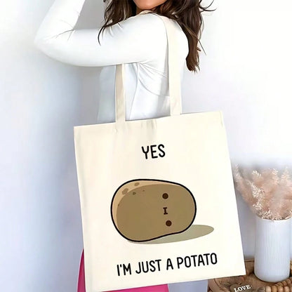 ZCAYNGER Tomato Print Canvas Tote Bag- Reusable Shopping Bag With Durable Handles, High-Quality And Stylish Design For Farmers' Markets, Beach, And Everyday Use- Beige With Vibrant Tomato & Green Le
