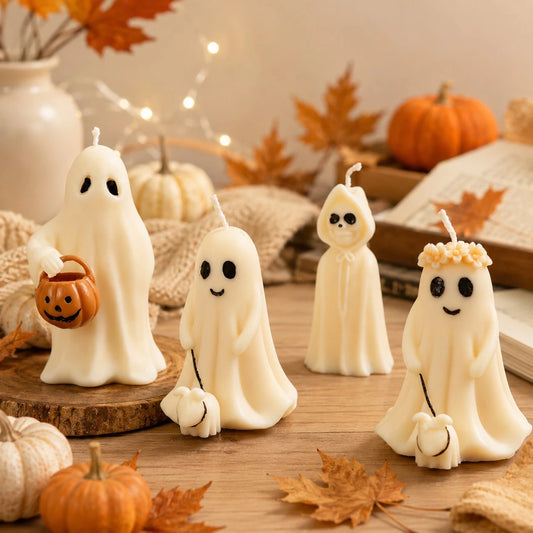 Zhonghui Mold 3D Halloween Ghost Silicone Mold, Cute Ghost Pumpkin Candle Mold For DIY Soap, Resin, Plaster, Handmade Crafts And Spooky Party Decor
