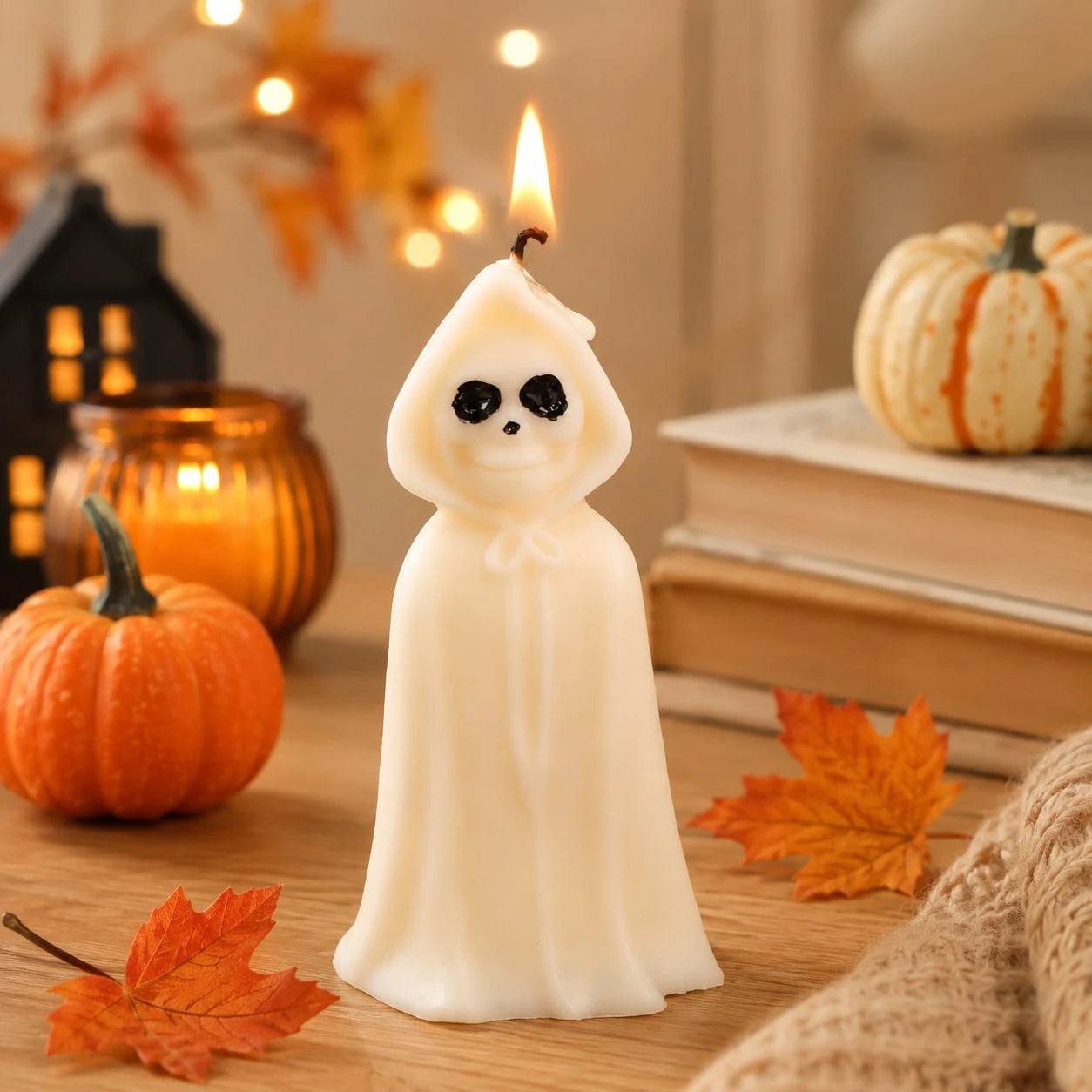 Zhonghui Mold 3D Halloween Ghost Silicone Mold, Cute Ghost Pumpkin Candle Mold For DIY Soap, Resin, Plaster, Handmade Crafts And Spooky Party Decor