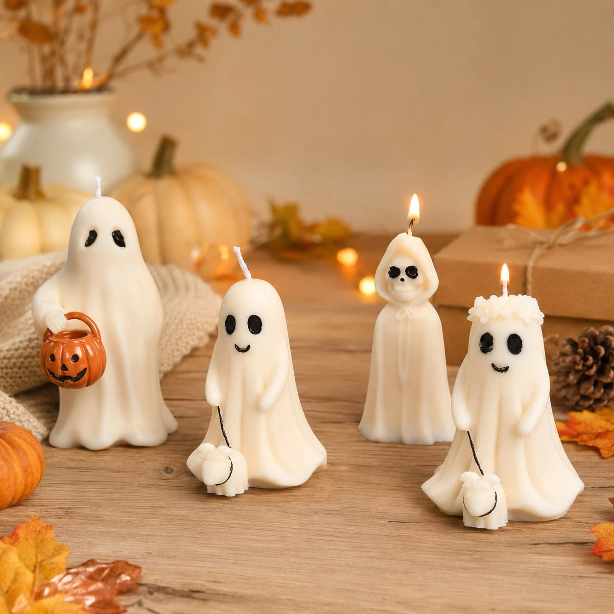Zhonghui Mold 3D Halloween Ghost Silicone Mold, Cute Ghost Pumpkin Candle Mold For DIY Soap, Resin, Plaster, Handmade Crafts And Spooky Party Decor