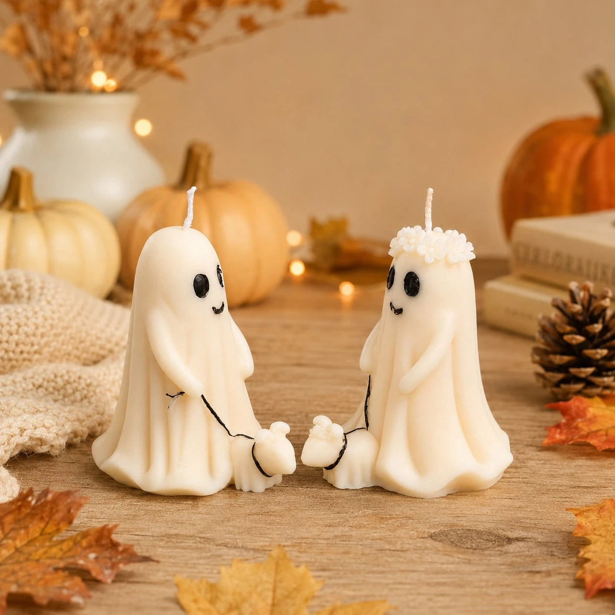 Zhonghui Mold 3D Halloween Ghost Silicone Mold, Cute Ghost Pumpkin Candle Mold For DIY Soap, Resin, Plaster, Handmade Crafts And Spooky Party Decor