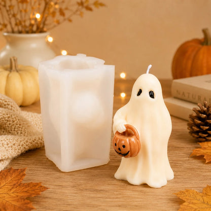 Zhonghui Mold 3D Halloween Ghost Silicone Mold, Cute Ghost Pumpkin Candle Mold For DIY Soap, Resin, Plaster, Handmade Crafts And Spooky Party Decor