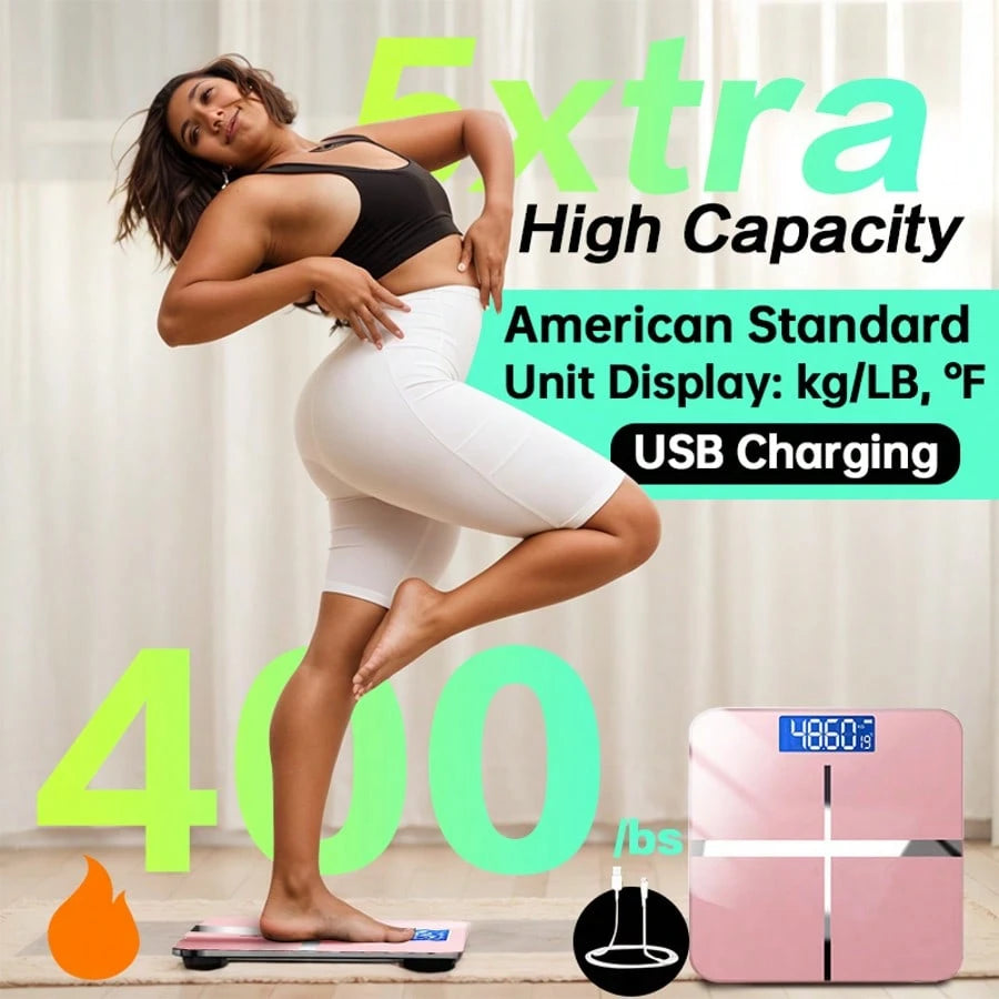 ZRYTUX 400-Pound Ultra-Heavy-Duty Weighing Scale, High-Precision Intelligent Digital Bathroom Scale, Convertible LB/KG, Multi-Functional Temperature Display In ℉, High-Definition LCD Display, Ultra-Wi