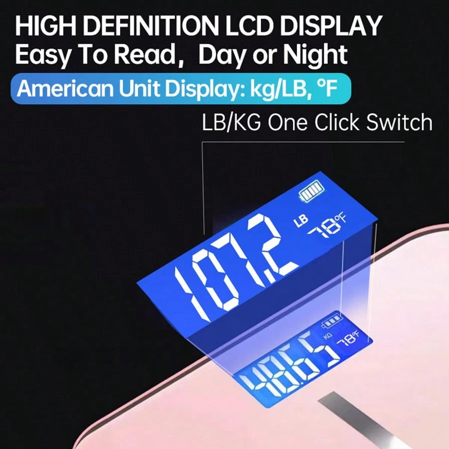ZRYTUX 400-Pound Ultra-Heavy-Duty Weighing Scale, High-Precision Intelligent Digital Bathroom Scale, Convertible LB/KG, Multi-Functional Temperature Display In ℉, High-Definition LCD Display, Ultra-Wi